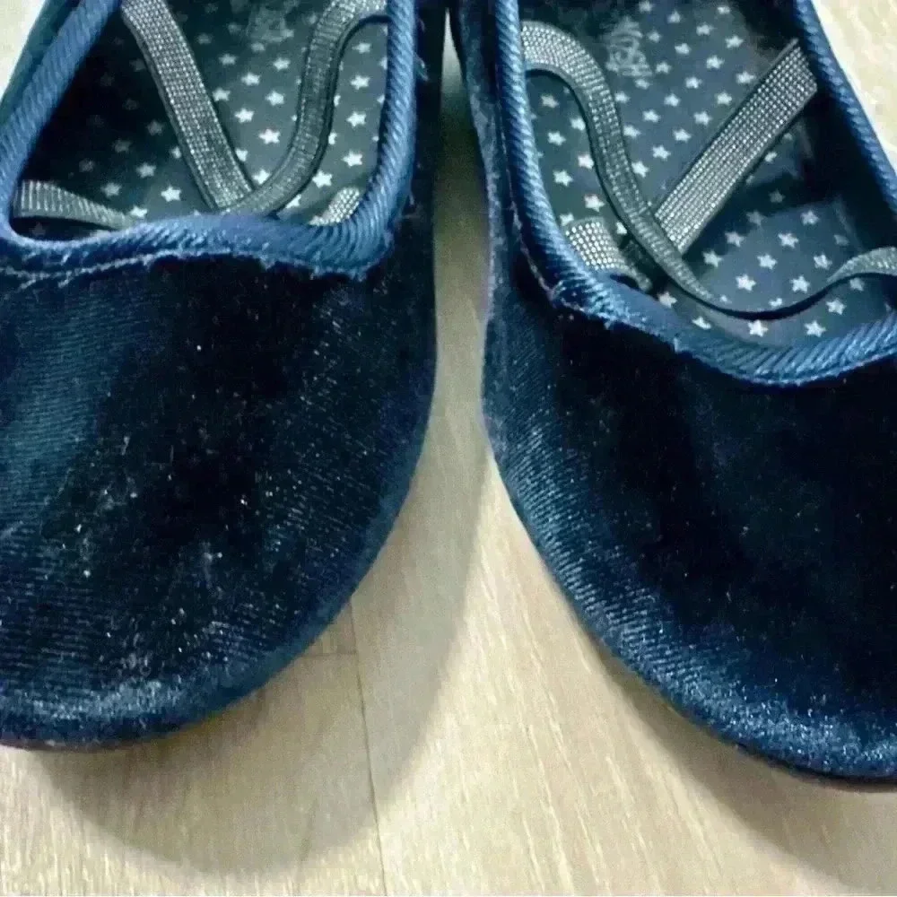 OshKosh B'gosh Kids Navy Blue Velvet Ballet Flats‎ Bow Detail Size 1